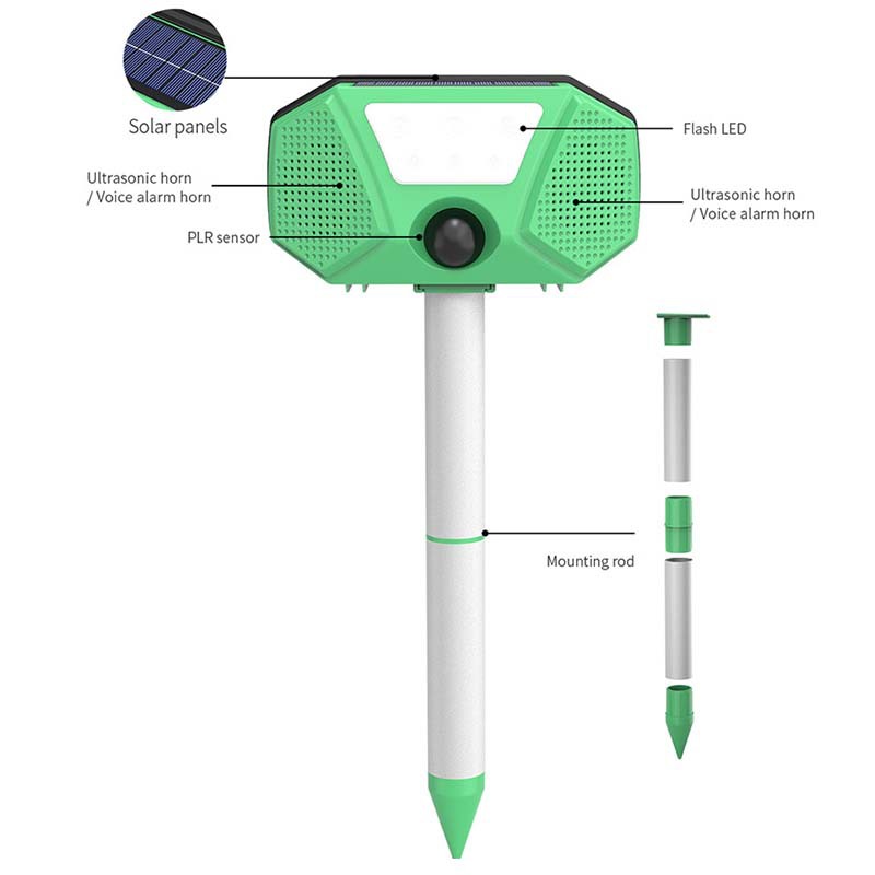 跨境熱銷太陽能動物驅趕器 變頻超聲波地插驅鼠器 太陽能驅鳥器
