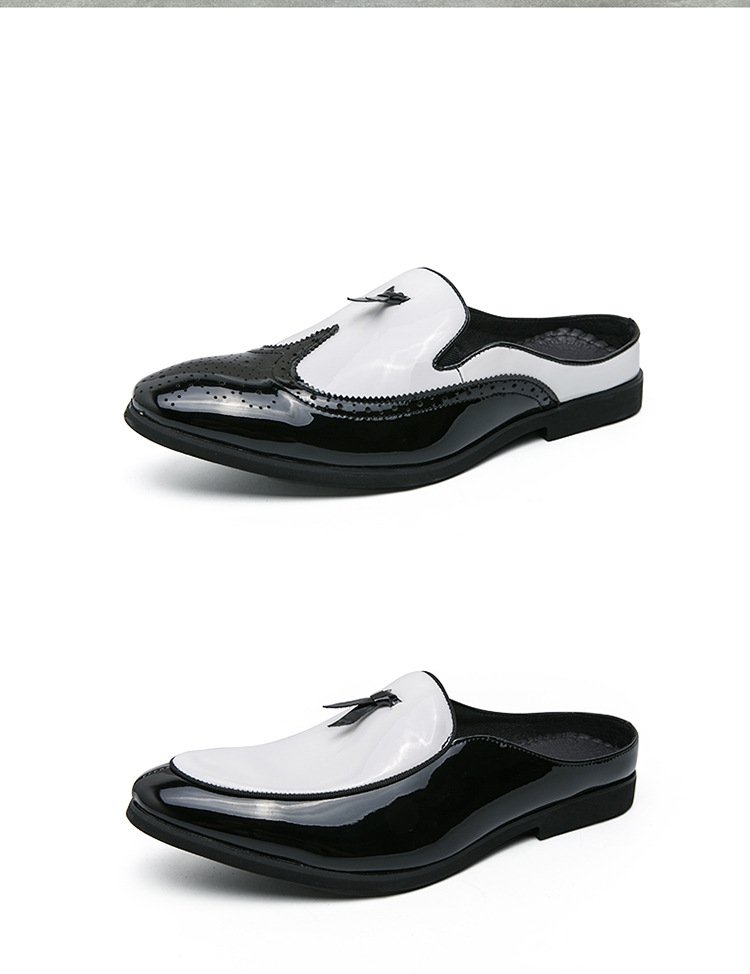 Piedi Baotou casuali dei nuovi uomini estivi transfrontalieri trascinamento pigro Stile britannico contrasto di colore Brogue giovani scarpe in pelle_voghion.com