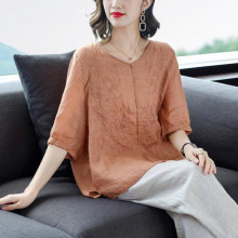 中年妈妈春夏装套装阔太太女两件套气质新款时尚休闲运动棉麻洋气