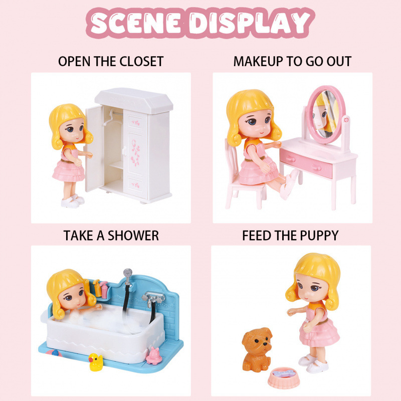 ミニシミュレーションキッチン書斎寝室バスルーム家具女の子子供ままごとおもちゃセット卸売ドールハウス|undefined