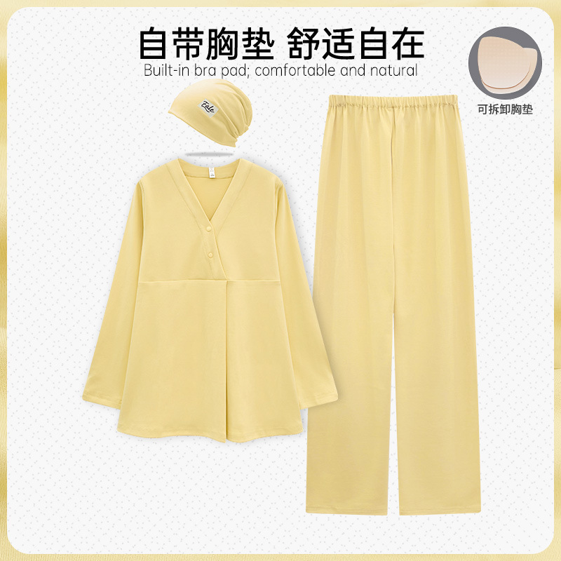 【送发带】纯棉月子服10-11月份产妇带胸垫哺乳期孕妇睡衣秋冬款|undefined