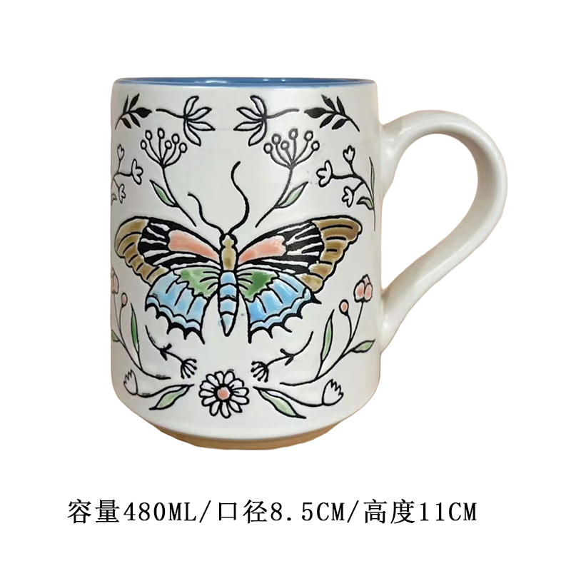 Cerámica bajo vidriado pintado a mano linda taza de gato taza de agua taza de desayuno taza de avena pareja micro pomelo