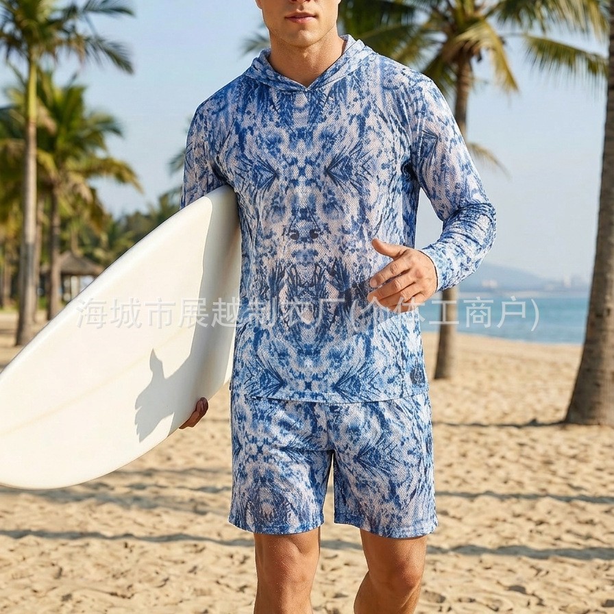 New Russian men's mesh sunscreen quick-dry printed breathable swimsuit for cross-border e-commerce