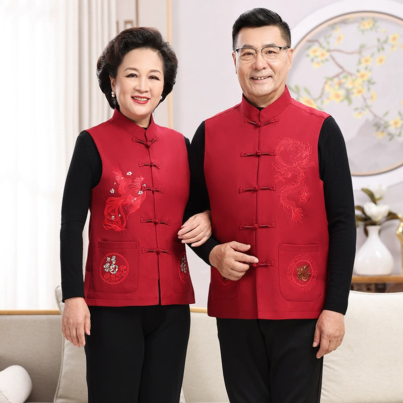 Средние и пожилые мужчины и женщины в весенне-осенний и весенний танский жилет утолщены, дедушка, бабушка, национальная одежда, пальто