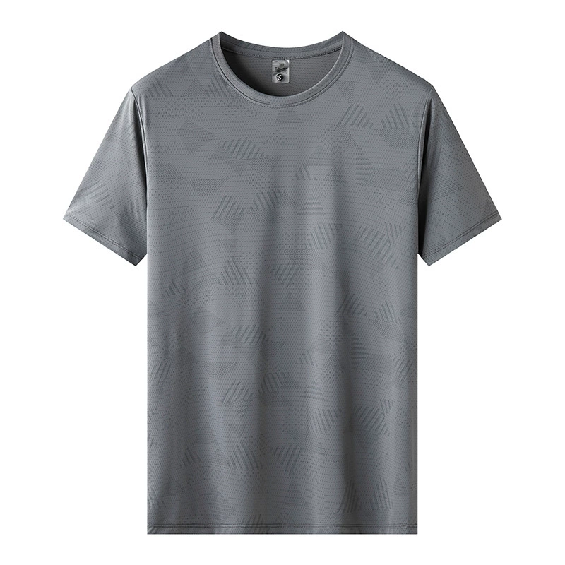 2025 ледяной шелк с короткими рукавами мужской летний ультратонкий свободный толстый плюс большой размер футболка быстро сухой и дышащий сетчатый топ