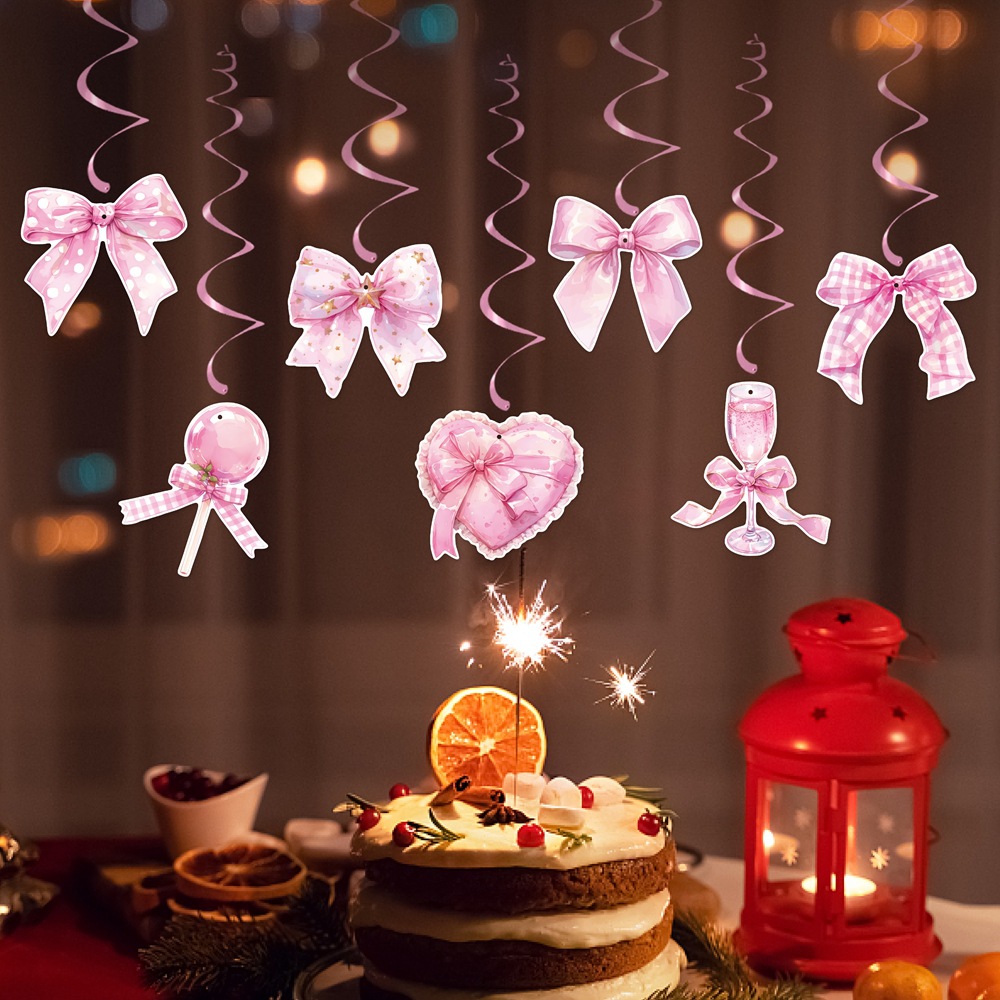 Nuevos productos transfronterizos fiesta de cumpleaños bandera de tirada chica cumpleaños arco rosa colgante espiral