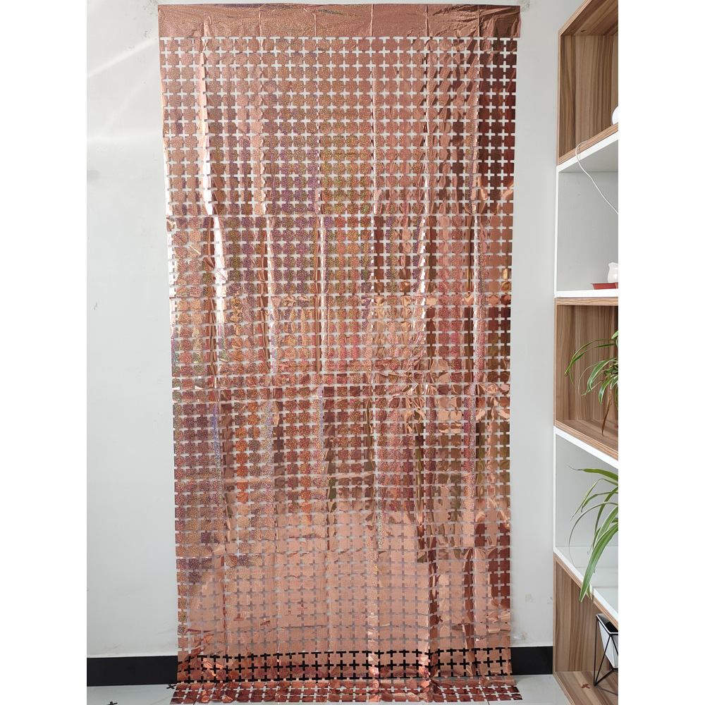 Cortina de seda de lluvia nueva decoración del partido pequeña cortina cuadrada transfronteriza escena diseño fiesta suministros Golden Laser cortina cuadrada