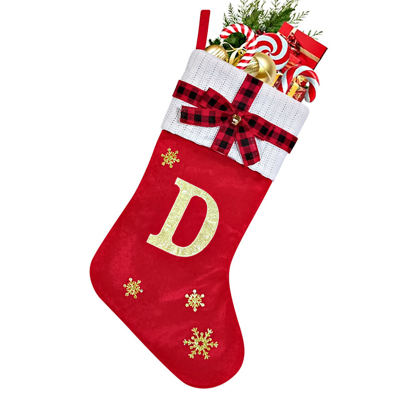 2025 新しいクリスマス装飾レターソックス大赤クリスマス装飾刺繍文字クリスマスソックスギフト|undefined