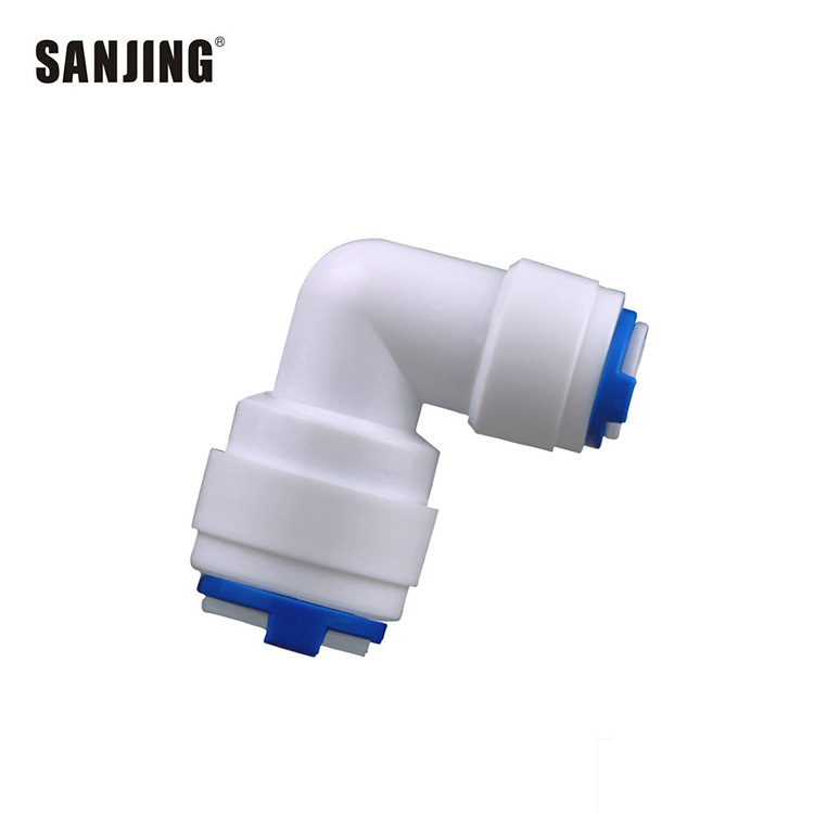 Venta al por mayor conector de purificador de agua conector de conversión de tubería de PE que reduce el codo tubo de 3 puntos a su vez tubo de 2 puntos codo de conexión rápida K6040