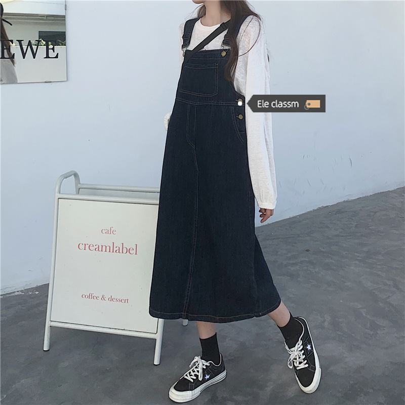 デニムサスペンダースカート レディース 夏新作 ゆったり 韓国風 小柄さん向け きれいめワンピース 着痩せ効果 ロングスカート トレンド ins|undefined