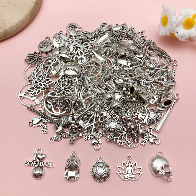 藏银锌合金随机款式球类运动系列 diy饰品配件挂件手链项链吊坠|undefined
