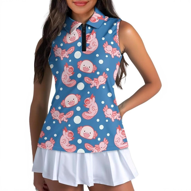 Cross-Border European and American Spring and Summer Amazon New Women's Sleeveless Women's Golf T-Shirt Polo Shirt