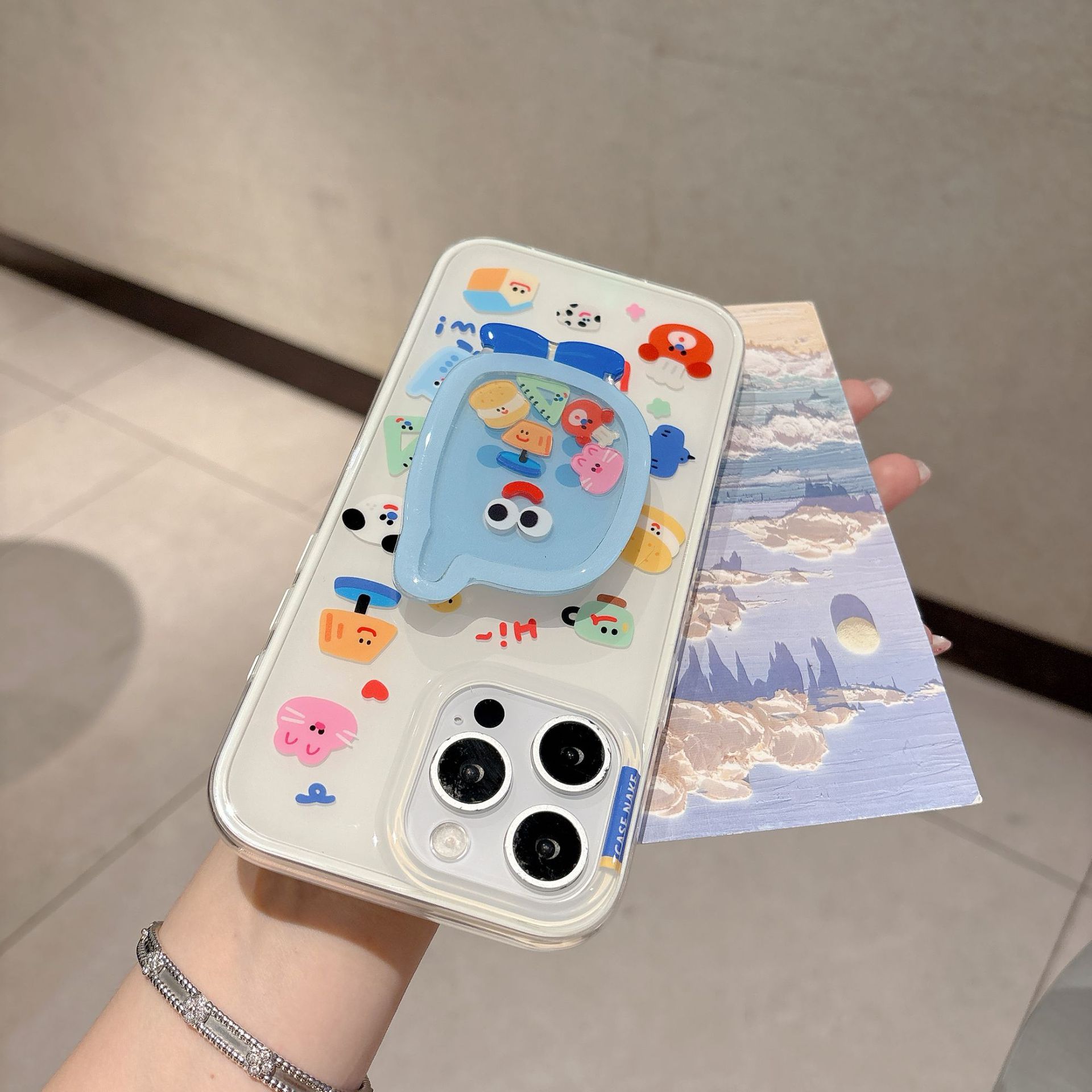 Divertido sentido avanzado de dibujos animados adecuado para Apple 15ProMax funda para teléfono móvil 16Pro pareja 14/13 nuevo nicho de 16PM