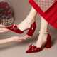 Xiuhe Wedding Shoes for Women 2025 New Wedding Bride Shoes Wedding Dress Two-Wear Red Engagement High Heels That Are Not Tiring for the Feet