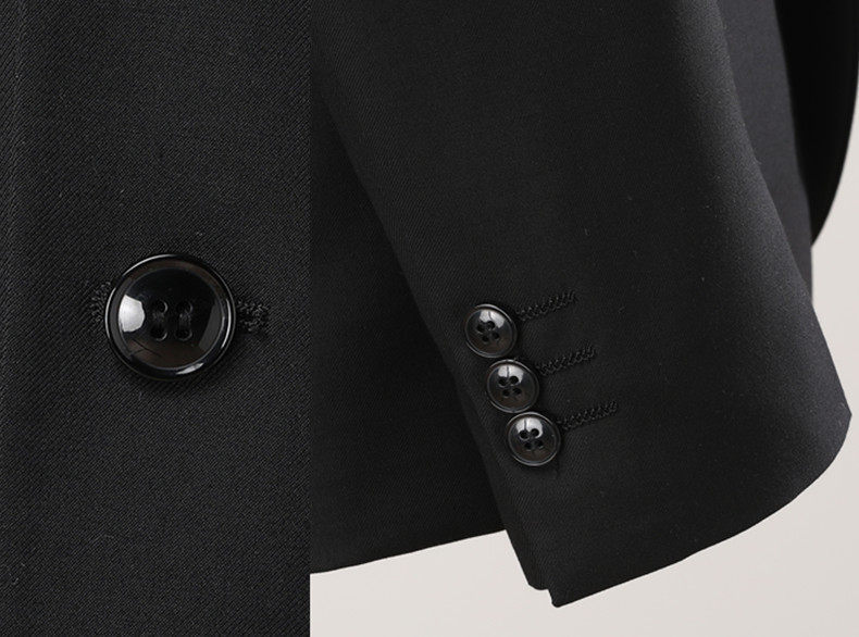 Bộ vest nam hai mảnh dáng ôm, áo vest cổ bẻ phẳng một hàng cúc, lễ phục cưới và đi làm — Bộ áo và quần một cúc màu xanh navy, Bộ đồ hai cúc màu xanh tím than (áo + quần), Bộ đồ hai cúc màu xám (áo + quần), Bộ đồ màu xám một cúc (áo + quần) chi tiết 23