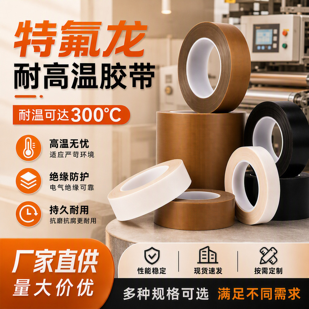 跨境特氟龙封边耐高温胶布 封口机防静电隔热绝缘 铁氟龙高温胶带