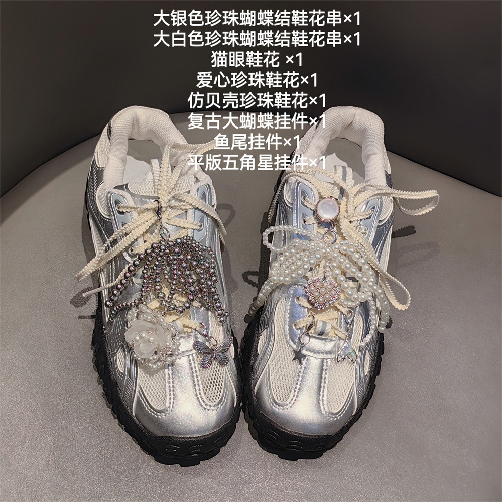韓国の同じタイプの超仙真珠の蝶結びの靴の花の高級感の靴の装飾の小さい香風のdiy重工の百合の装飾