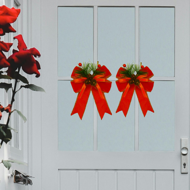 クリスマスツリートップペンダントリボンクリスマス帽子春祭りベルベットリボンクリスマスツリーガーランド装飾|undefined