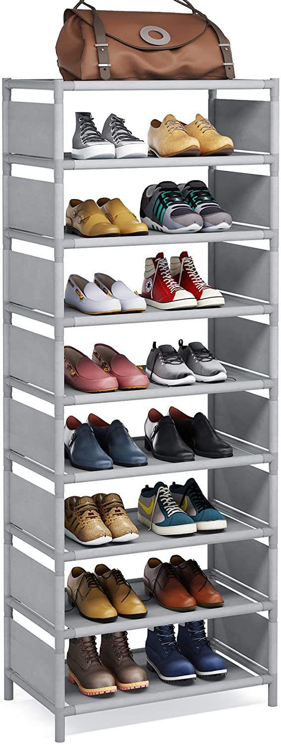 跨境电商热销无纺布侧布金属45cm 8层简易鞋架厂家直销