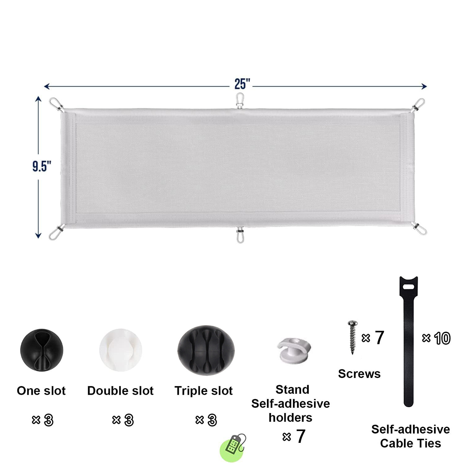 Conjunto de fondo de escritorio organizador de línea bolsa Gestor de cable bajo escritorio Red de bolsillo organizador de almacenamiento de alambre Winder