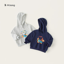宥宝童装儿童春款新品宽松长袖男童狗狗印花上衣女童连帽百搭卫衣