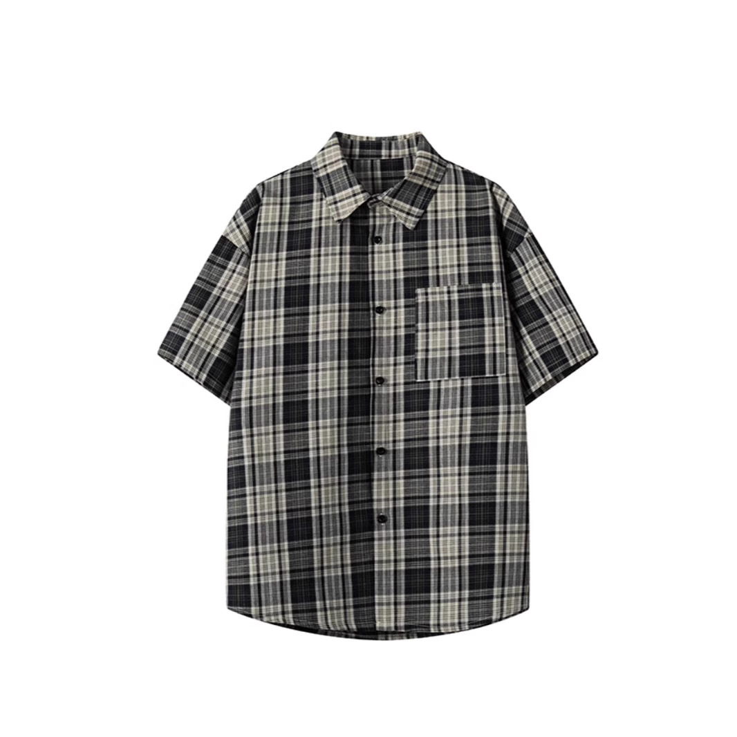 Cross-Border Export American Retro Plaid Short-Sleeved Shirt 2025 Summer New Men's Casual Loose Shirt Jacket