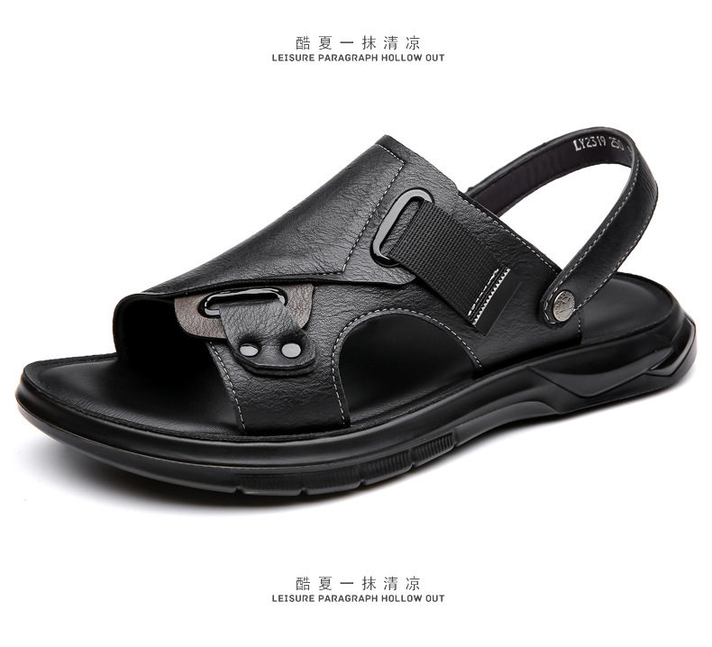 Dép sandal nam cỡ lớn thoáng khí đi biển, dép lê quai ngang hở ngón đi ngoài trời — CS2319 màu xám, CS2319 màu đen chi tiết 20