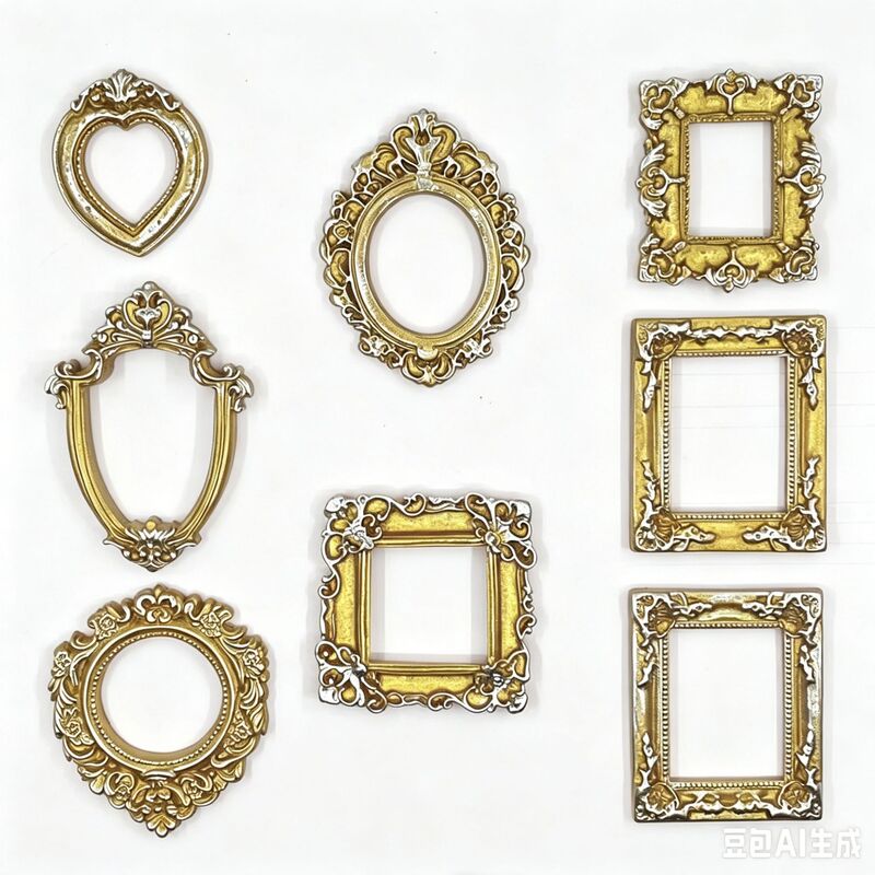 Cross-Border Hot-Selling Baroque Mini Photo Frame DIY Resin Accessories Cream Glue Handmade Ornaments Retro Relief Photo Frame