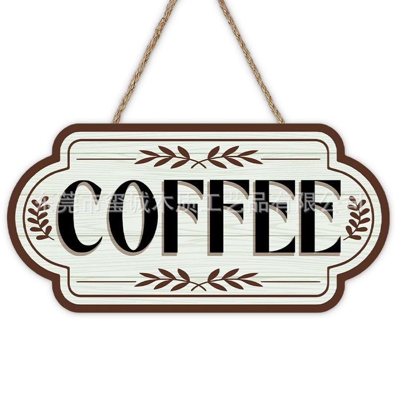 Cross-Border Vintage Coffee Bar Front Door Sign Coffee Shop Farmhouse Wooden Hanging Home Kitchen Decoration Wooden Plaque