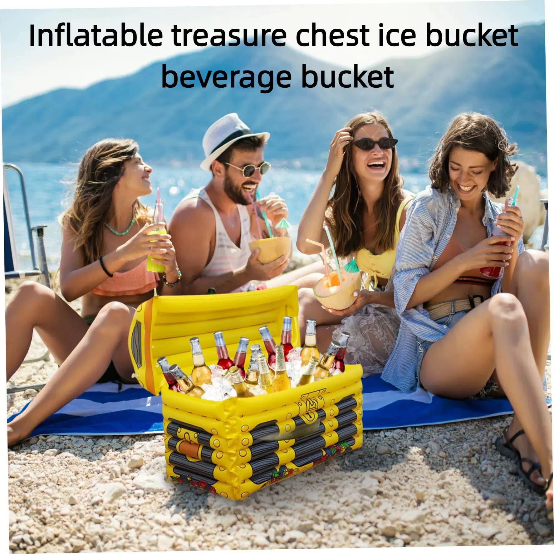 Надувной ящик с сокровищами из ПВХ, ведро для льда, ведро для напитков для бара, караоке-клуба, праздничных вечеринок, трансграничная доставка, ведро для напитков с льдом в виде сокровищного сундука