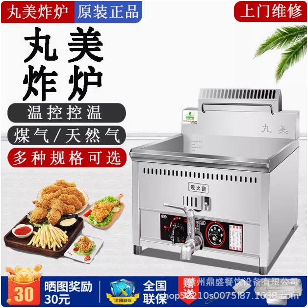 台湾丸美油炸机台式炸锅电炸炉燃气煤气汉堡店薯条炸鸡商用电炸炉