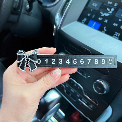 Creative Camellia Temporary Parking Phone Number Parking Tag License Plate Holder Car Decor