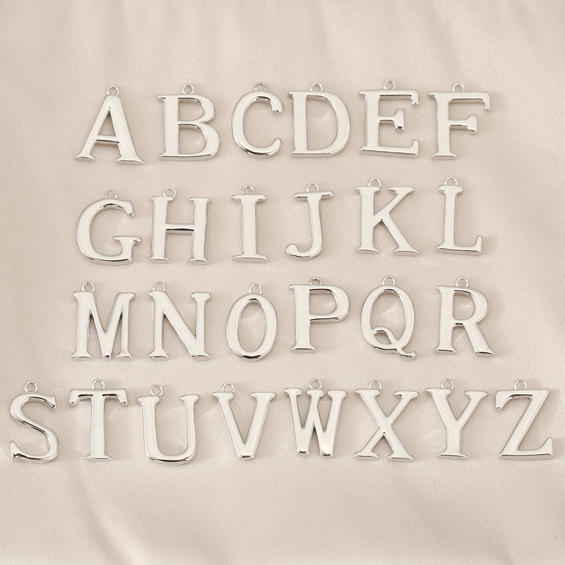 18k real gold plating 26 letters copper pendant bracelet necklace English letters pendant diy jewelry accessories
