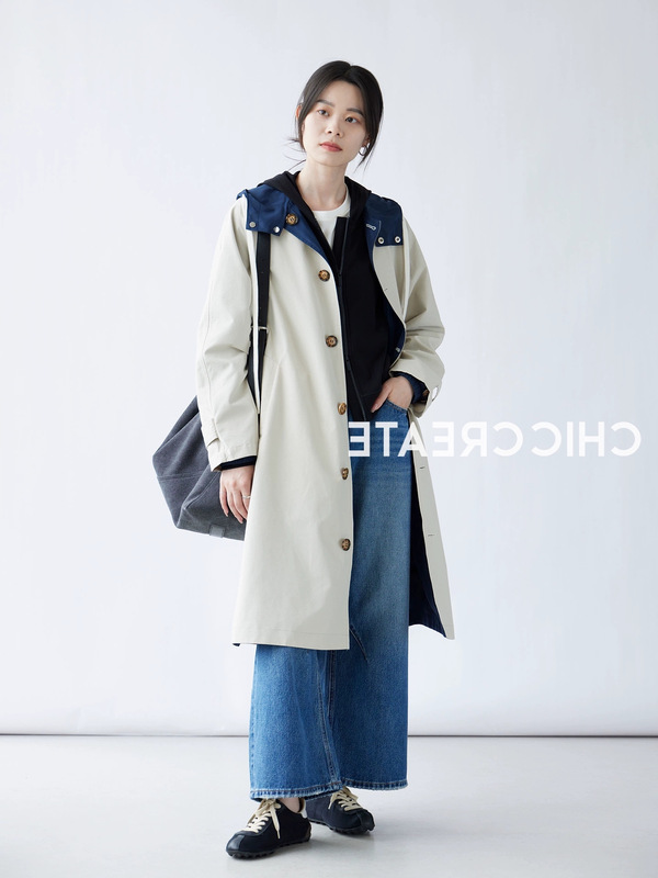 秀场款！柜4.6W+！双面穿连帽休闲中长款/长款夹克外套风衣女秋新|undefined