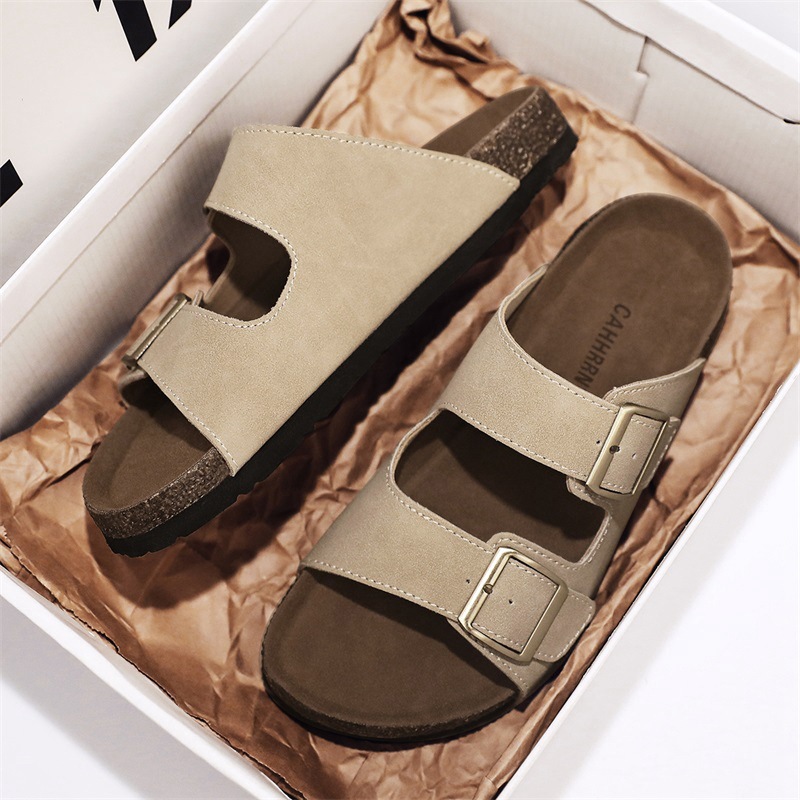 En nombre de los zapatos Boken para hombre, chanclas, sandalias y zapatillas antideslizantes de playa casual de verano, hebilla retro para hombre 2025 nuevo