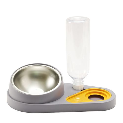 Cat stainless steel water feeding bowl Ragdoll cat automatic non-wet mouth drinking water bottle pet food anti-knock over rice bowl