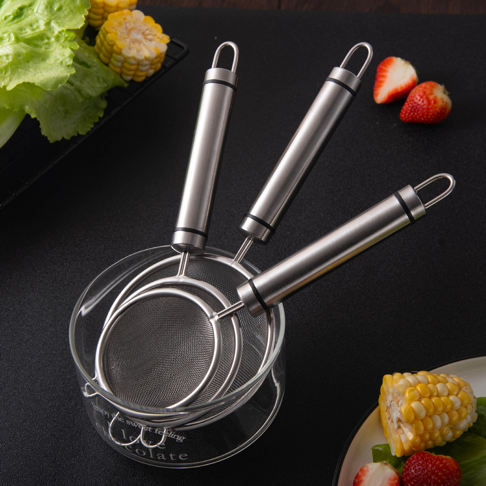 Stainless steel Net leakage household Soybean Milk filter screen kitchen Sift flour baby Complementary food Mesh sieve Leaky spoon