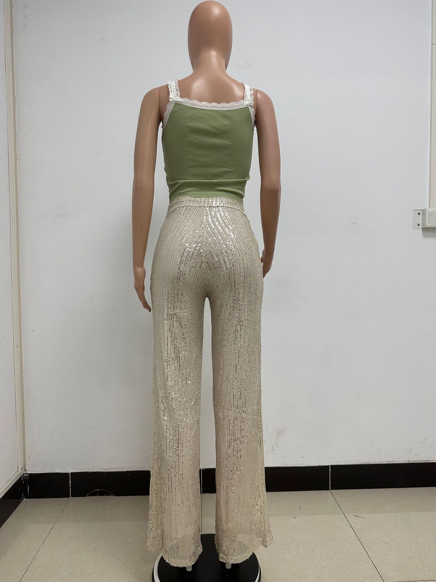 Women's Party Street Fashion Solid Color Full Length Sequins Casual Pants display picture 92