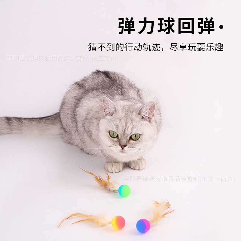 猫咪自嗨玩具羽毛弹力球幼猫解闷互动宠物用品逗猫神器宠物玩具|undefined