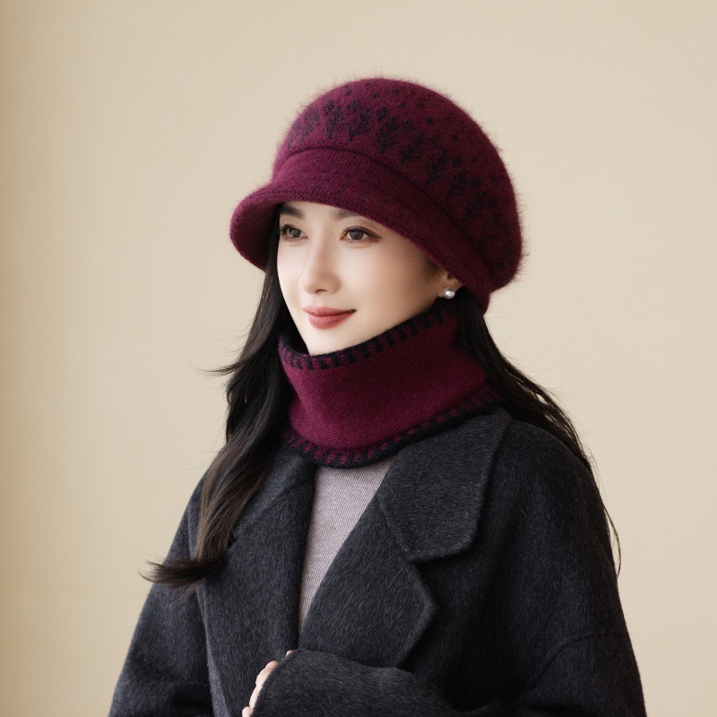 新款秋冬中老年女士时尚针织毛线帽户外百搭加绒优雅气质盆帽婆婆|undefined