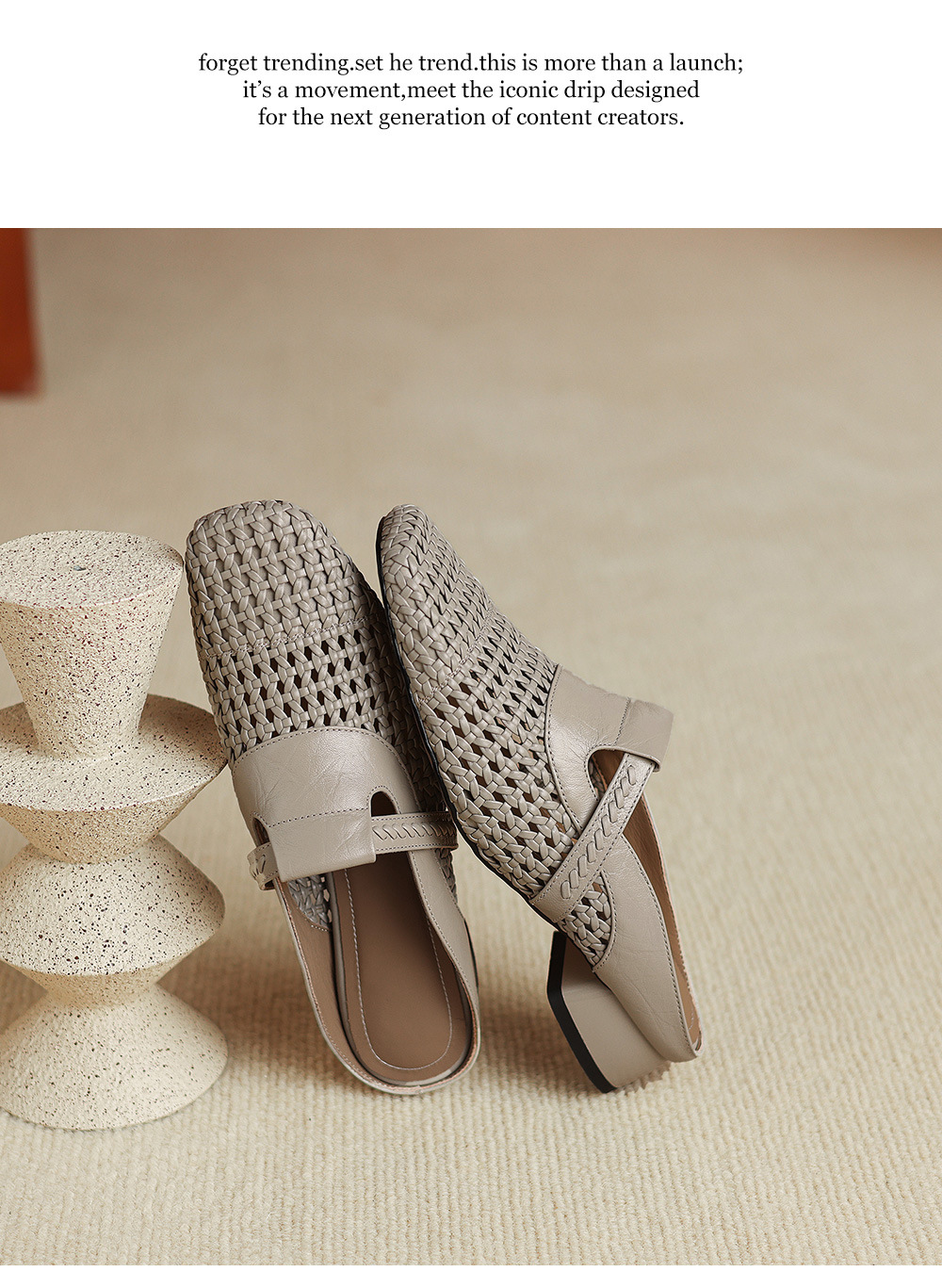 Dép sandal nữ quai chữ V đan dệt, gót thấp 3 cm, phong cách vintage — đen chi tiết 13