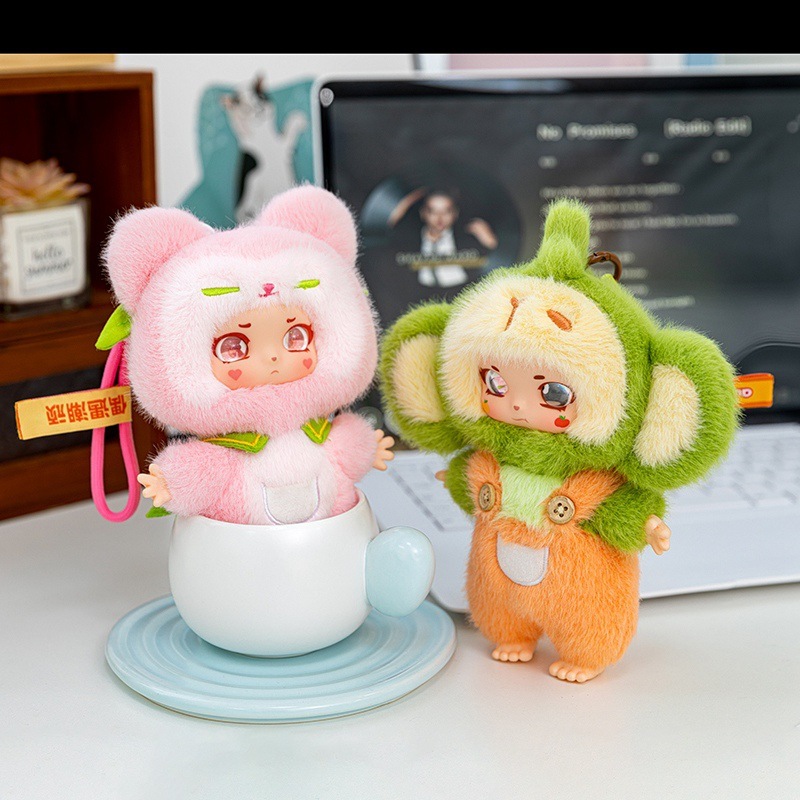 可爱超萌毛绒玩具潮玩手办猴子桃狐挂件玩偶搪胶娃娃生日礼品批发|undefined