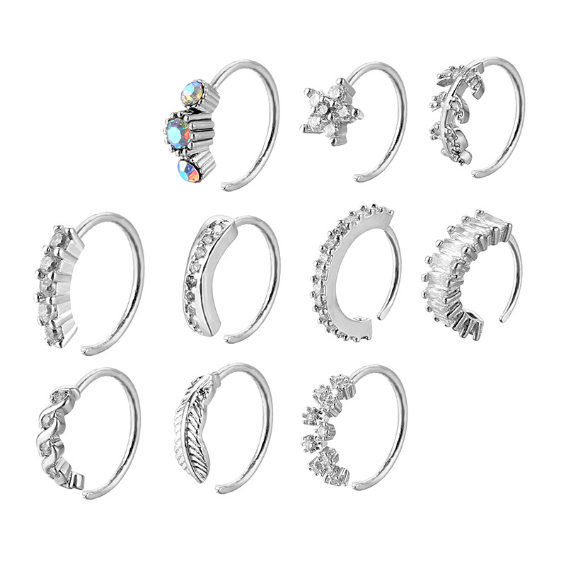 Adjustable Zircon Nose Stud In Copper For Body Piercing Jewelry_voghion.com