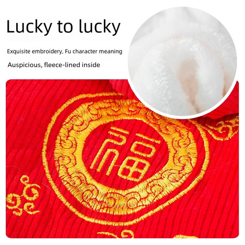 Autumn and winter dog New Year blessing words to attract wealth and keep warm lambswool cotton coat cat jacket New Year festive pet dog clothes
