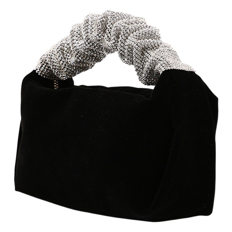 Nuevo bolso de noche de terciopelo hecho a mano transfronterizo Bolso de noche de banquete con diamantes incrustados rhinestone bolso de mano ins King en stock