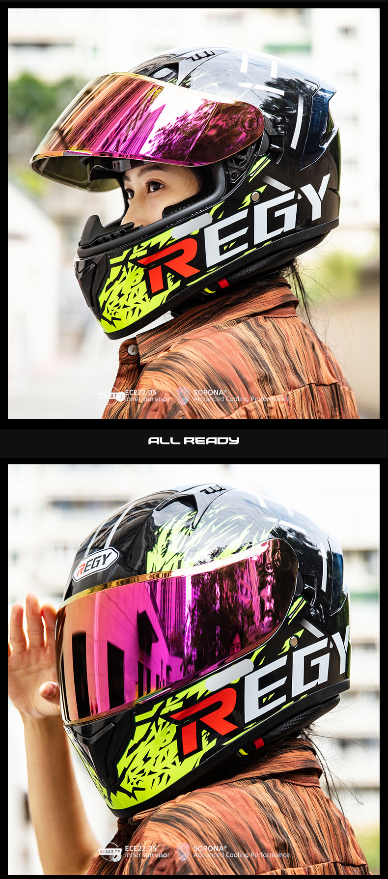 Motorcycle Helmet Full Helmet DOT/3C Certification New National Standard Class A Male and Female Double Lens Electric Vehicle Full Helmet