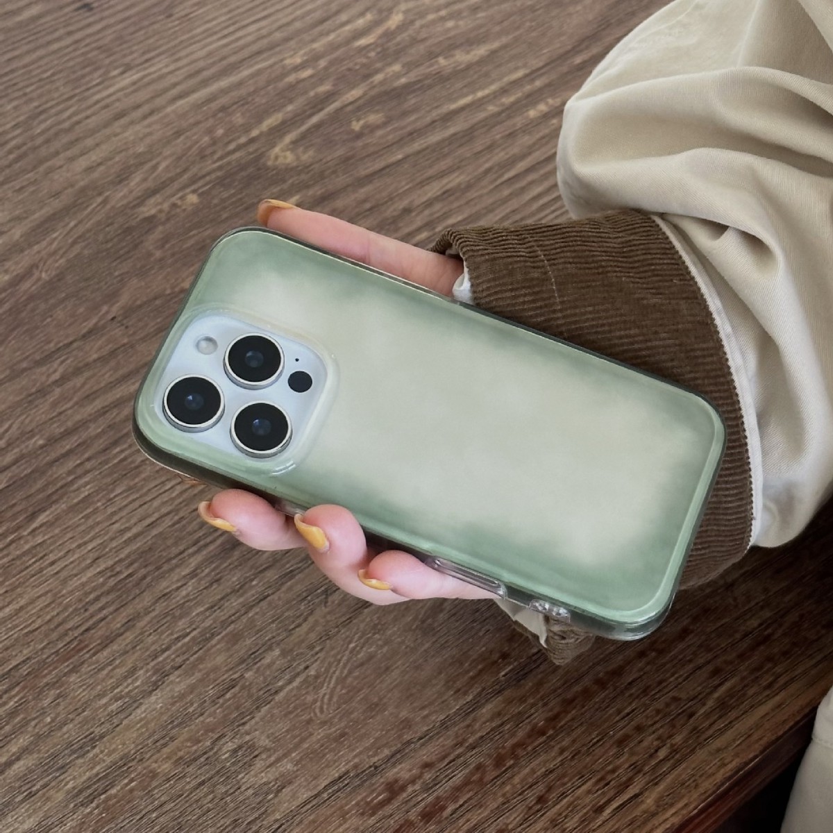 Retro verde mancha bambú para Apple 15ProMax funda para teléfono móvil 14/13 Soporte de espejo 16Pro pareja 16