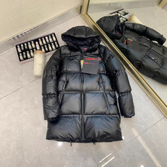 2025新款红标PL欧货轻便简单时尚男女同款加厚连帽中长款羽绒服