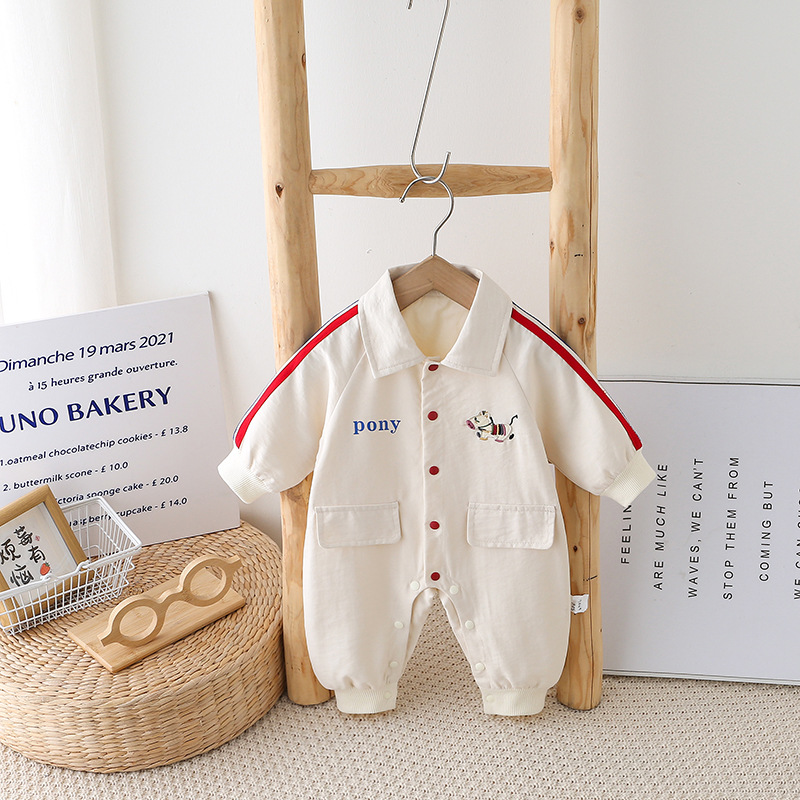 嬰兒衣服春秋款男寶寶連體衣可愛超萌哈衣爬服新生兒外出洋氣套裝