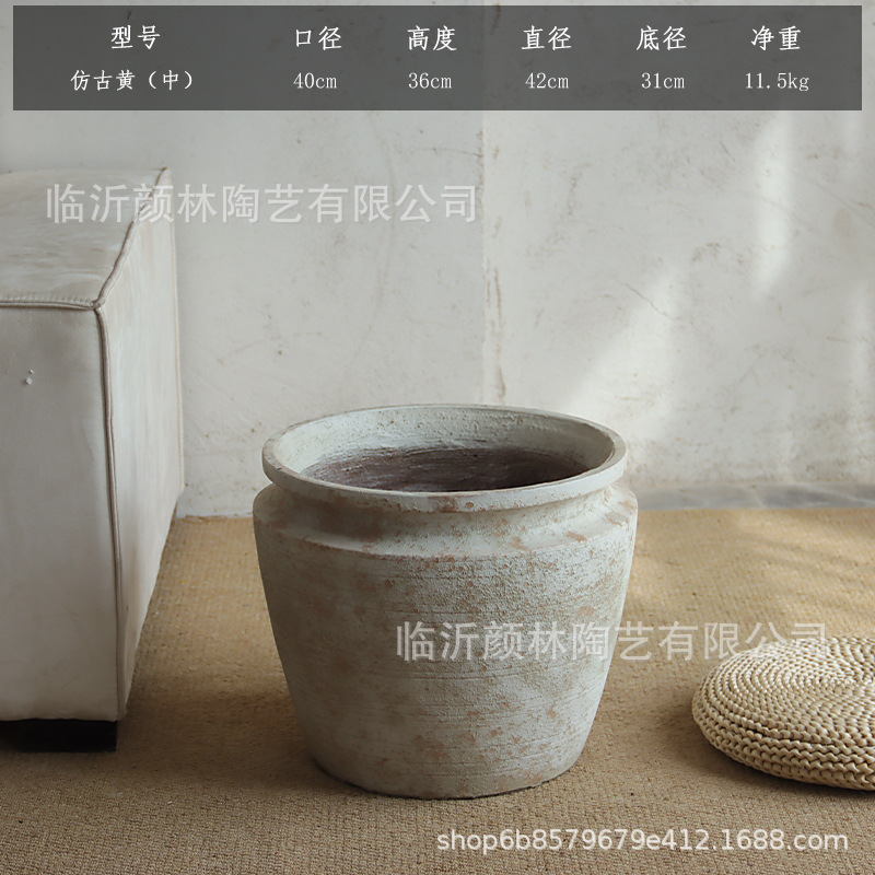 Retro jardín balcón plantación de árboles gran maceta de cemento de gran calibre maceta de flores centro comercial hotel decoración verde a gran escala